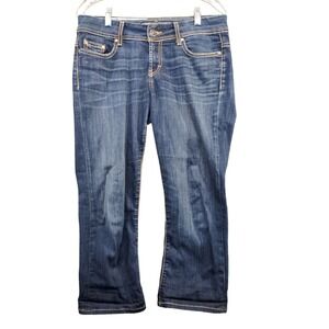 BKE Denim Women's Payton Cropped Jeans Blue 28 Whiskers Dark Wash